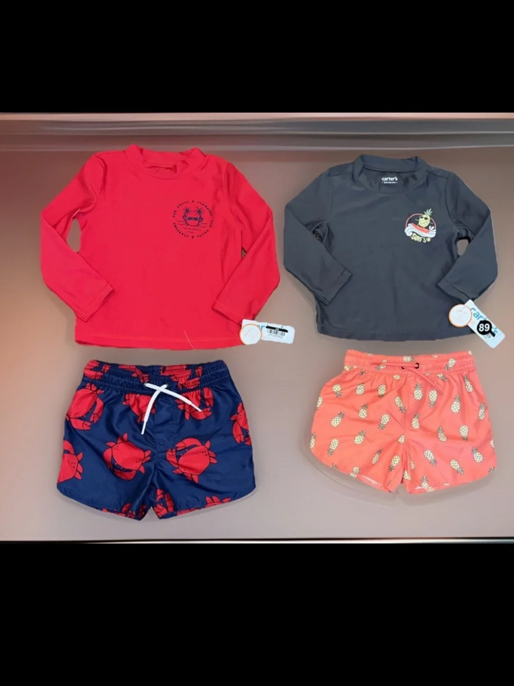 Carter's Toddler' 2pc Lobster With Rash Guard & Pineapple UV 50 Protection